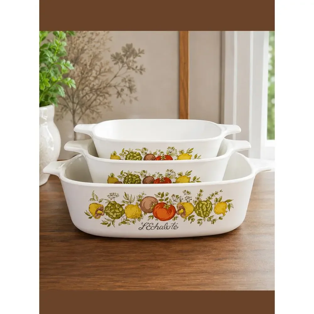 Spice O' Life L’Echalote Corningware 3 Pc. Casserole / Serving Set, Vintage!